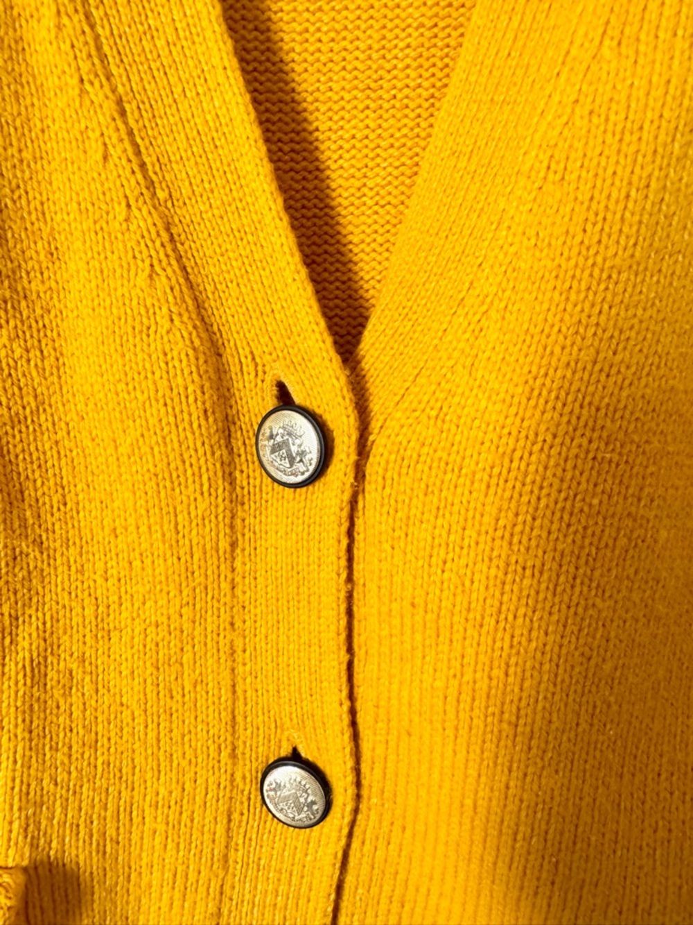 Talbots Mustard Cardigan Button Front Pockets Size L - Picture 3 of 8